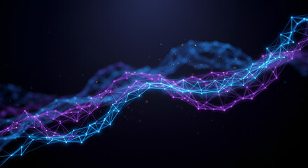 Futuristic technology concept with polygonal mesh and glowing nodes abstract