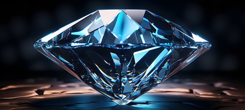 The black background contrasts sharply with the bright blue diamonds light emitted by demon,generative AI