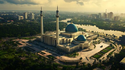 Naklejka premium Nigeria abuja city with green parks view high resolution picture