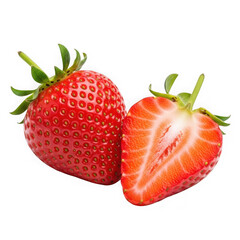 Fresh strawberries isolated on transparent background