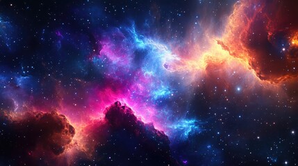 A colorful space with many stars and clouds