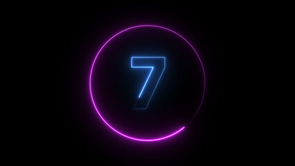Dynamic circular and glowing neon number 7 illustration . on a black background. and creating a stunning 4k illustration .	