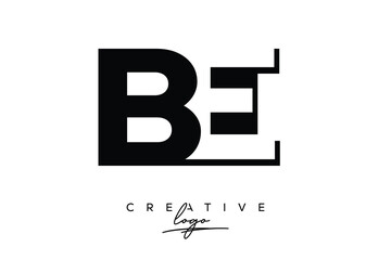 BE Creative Minimalist Negative Space Latter Logo with Modern Monogram for Branding and Business Lettermark Logo with Initial Letters Logo Design for Branding.
