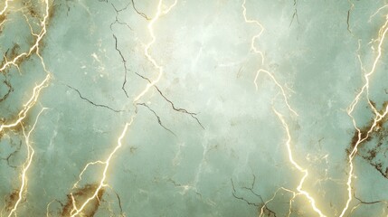 Abstract ethereal background with marble texture and golden lightning streaks design
