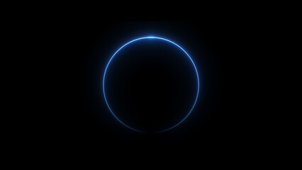Neon blue circle frame loading icon background illustration in retro style and creating a stunning 4k illustration .	
