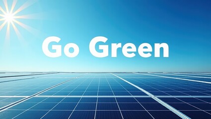 The Future is Now: Aerial View of a Modern Solar Farm with 'GO GREEN' Message