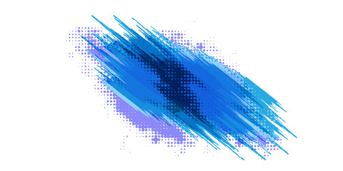 Abstract Blue and White Grunge Background with Halftone Style. Brush Stroke Illustration for Banner, Poster. Sports Background. Scratch and Texture Elements For Design