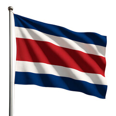 Fototapeta premium A photograph of the Costa Rican national flag waving on a pole.