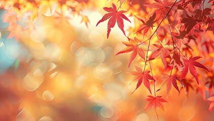 Autumn leaves, Japanese Maple, garden, bokeh background, nature calendar