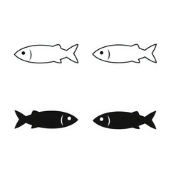 Fototapeta premium Four fish outlines isolated on transparent background