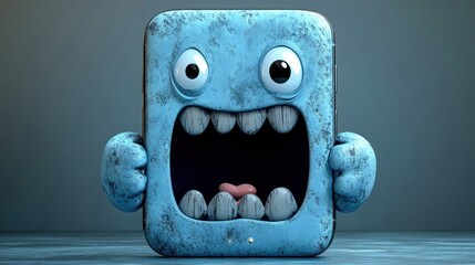 Cute, blue monster phone character design