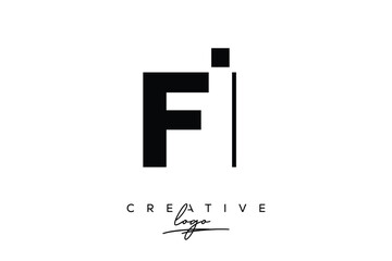 FI Creative Minimalist Negative Space Latter Logo with Modern Monogram for Branding and Business Lettermark Logo with Initial Letters Logo Design for Branding.