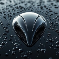 Shiny black surface with water droplets reflecting light, showcasing a dynamic and modern design aesthetic