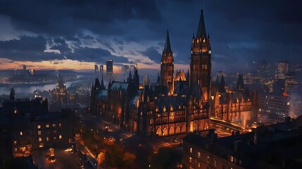 Obraz premium Shiny pavement leading to parliament hill high resolution picture