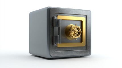 Square security safe on white background