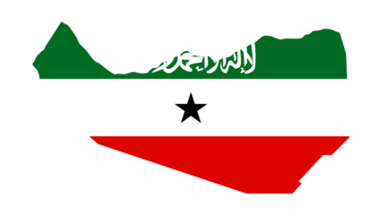 Map of Somaliland overlayed with its national flag, symbolizing national identity and sovereignty