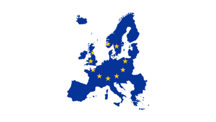European Union Map Flag with Stars on White Background Symbolizing Unity and Governance