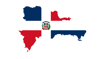 Creative design showing the Dominican Republic map filled with the national flag, symbolizing patriotism and national heritage