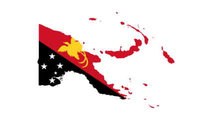 Outline Map of Papua New Guinea Flag Design - Vector Illustration