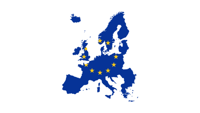 European Union Map Flag with Stars on White Background Symbolizing Unity and Governance