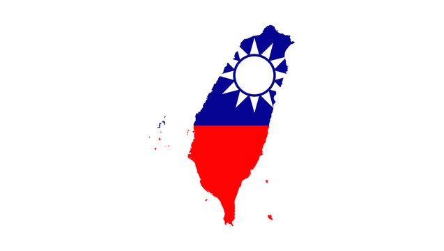 Map of Taiwan depicted with the national flag of the Republic of China, symbolizing national identity and heritage