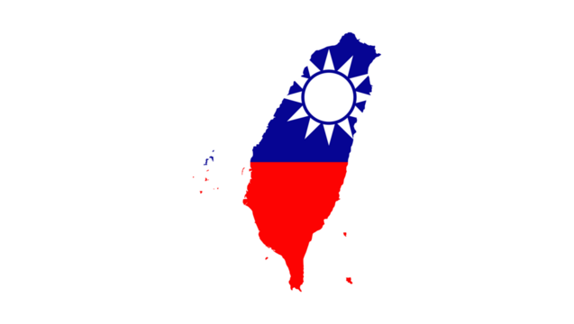 Map of Taiwan depicted with the national flag of the Republic of China, symbolizing national identity and heritage