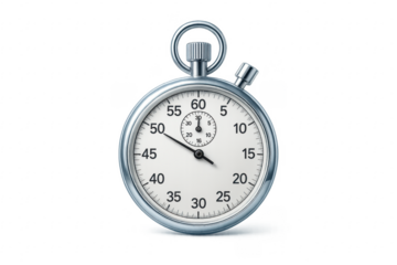 Classic Stopwatch Measuring Time on Transparent Background