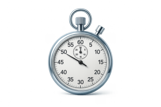 Classic Stopwatch Measuring Time on Transparent Background