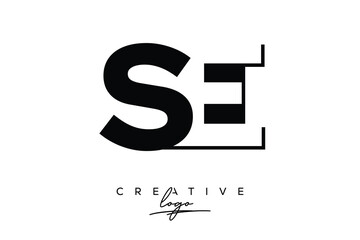 SE Creative Minimalist Negative Space Latter Logo with Modern Monogram for Branding and Business Lettermark Logo with Initial Letters Logo Design for Branding.