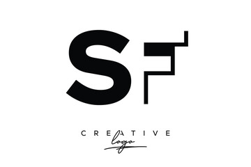 SF Creative Minimalist Negative Space Latter Logo with Modern Monogram for Branding and Business Lettermark Logo with Initial Letters Logo Design for Branding.