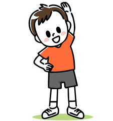 楽しく体操する男の子