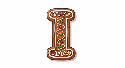 Alphabet letters in the christmas theme christmas vector gingerbread letter i christmas cookie alphabet holiday baking festive treat icing decoration sweet dessert