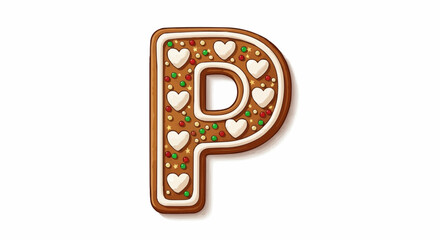Naklejka premium Alphabet letters in the christmas theme christmas vector gingerbread letter p christmas holiday cookie alphabet festive season celebration sweet treat design element