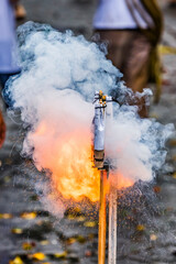 Encendido e ignici&oacute;n de pirotecnia en fiesta de San Jer&oacute;nimo en el Pueblo M&aacute;gico de Coapetec, Veracruz.
