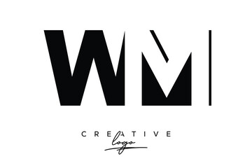 WM Creative Minimalist Negative Space Latter Logo with Modern Monogram for Branding and Business Lettermark Logo with Initial Letters Logo Design for Branding.