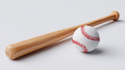 Baseball bat and ball on white background (1)