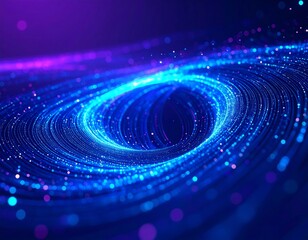 Abstract swirling vortex of vibrant blue and purple light