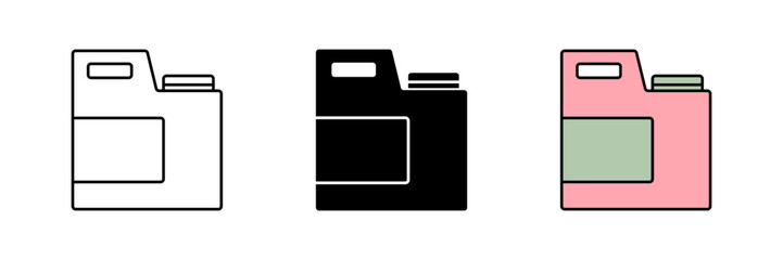 Detergent bottle icon set, detergent container symbols. Modern design isolated on white background.