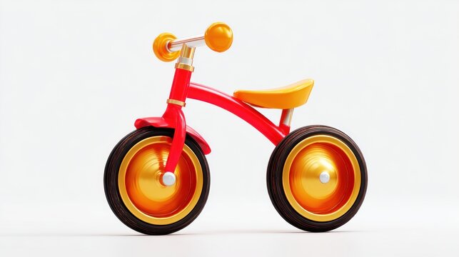 Red tricycle with gold wheels