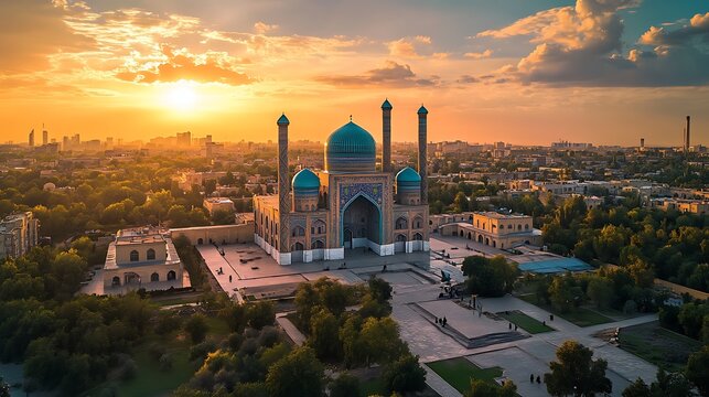 Stunning tashkent city with islamic architecture high resolution picture