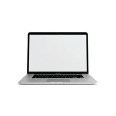 Modern Silver Laptop with Blank Screen on white Background