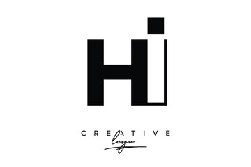 HI Creative Minimalist Negative Space Latter Logo with Modern Monogram for Branding and Business Lettermark Logo with Initial Letters Logo Design for Branding.