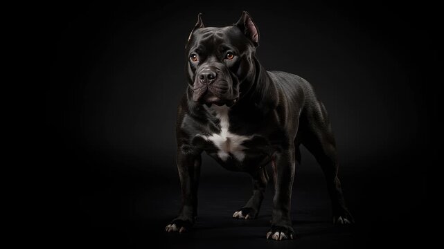 Captivating Studio Portrait of a Cane Corso Dog Breed on a Dark Backdrop Depicting Elegance and