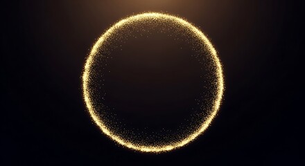 Obraz premium Golden glitter circle on dark background, luminous ring effect design