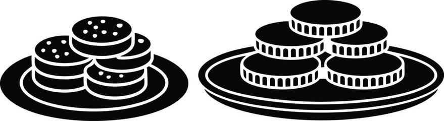 Cookie Plate Silhouette Clipart – Vector Biscuit Snack Illustration