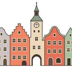 Fototapeta premium The facades of houses in the historic center of Landsberg am Lech, Germany