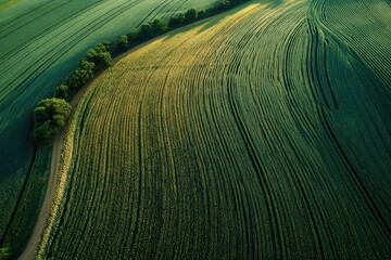 Drone image of a wheat field in Germany