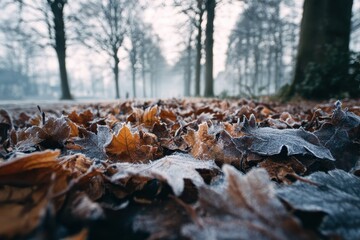 Dried tree leaves on the ground