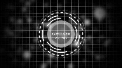 Futuristic COMPUTER SCIENCE Concept Over Rotating HUD Elements and Animated Circuit . board design visualized in a digital space.,beautiful abstract wave technology ,white flickering  technology.4K - Powered by Adobe