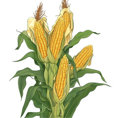 Corn cob PNG cutout isolated on white and transparent background. corn cob, fresh corn, corn PNG, corn cutout, isolated corn, corn on white, corn transparent background, sweet corn, organic corn.